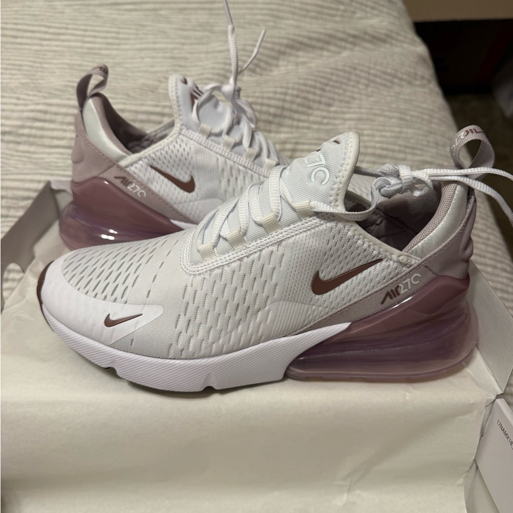 Nike Women's Air Max 270s White and Platinum Violet Sneakers